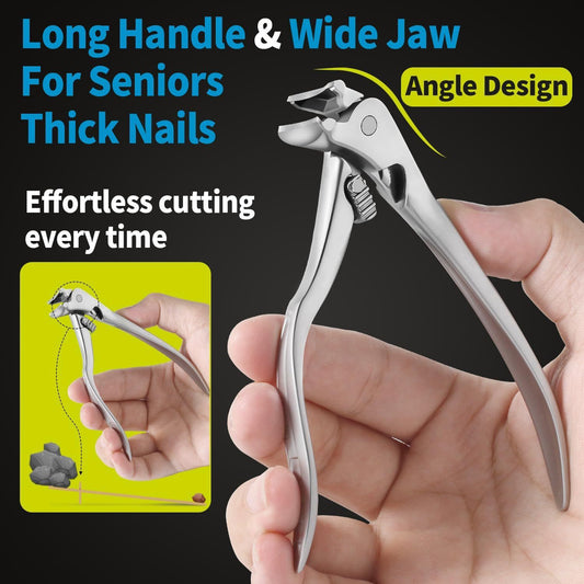 Ergonomic Nail Clipper for Seniors - Toenail Clipper for Thick Toenails and Fingernails, Long Handle Nail V1192-AZ-W-0483
