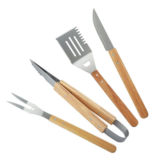 Wooded BBQ Accessories Grilling Tools,Stainless Steel BBQ Tools Grill Tools Set for Cooking, Backyard V1192-AZ-W-0485