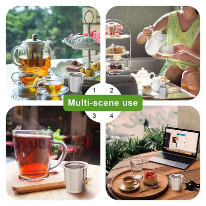 2 Pack Tea Infuser, Stainless Steel Extra Fine Mesh Tea Strainer for Loose Leaf with Foldin Handle Sitting in V1192-AZ-W-0490