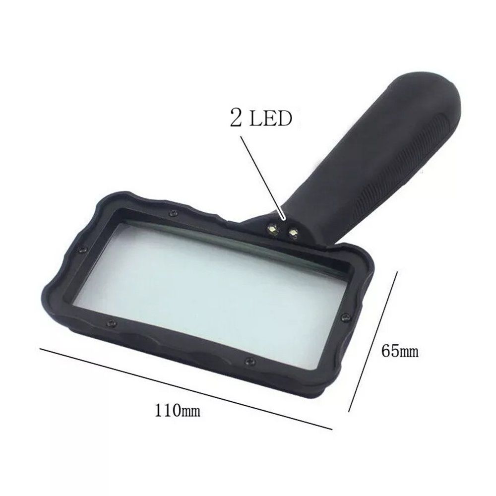3X Hand-held Rectangular Magnifying Glass, LED Light Magnifier, Reading Magnifying Glass for Seniors, Low V1192-AZ-W-0492
