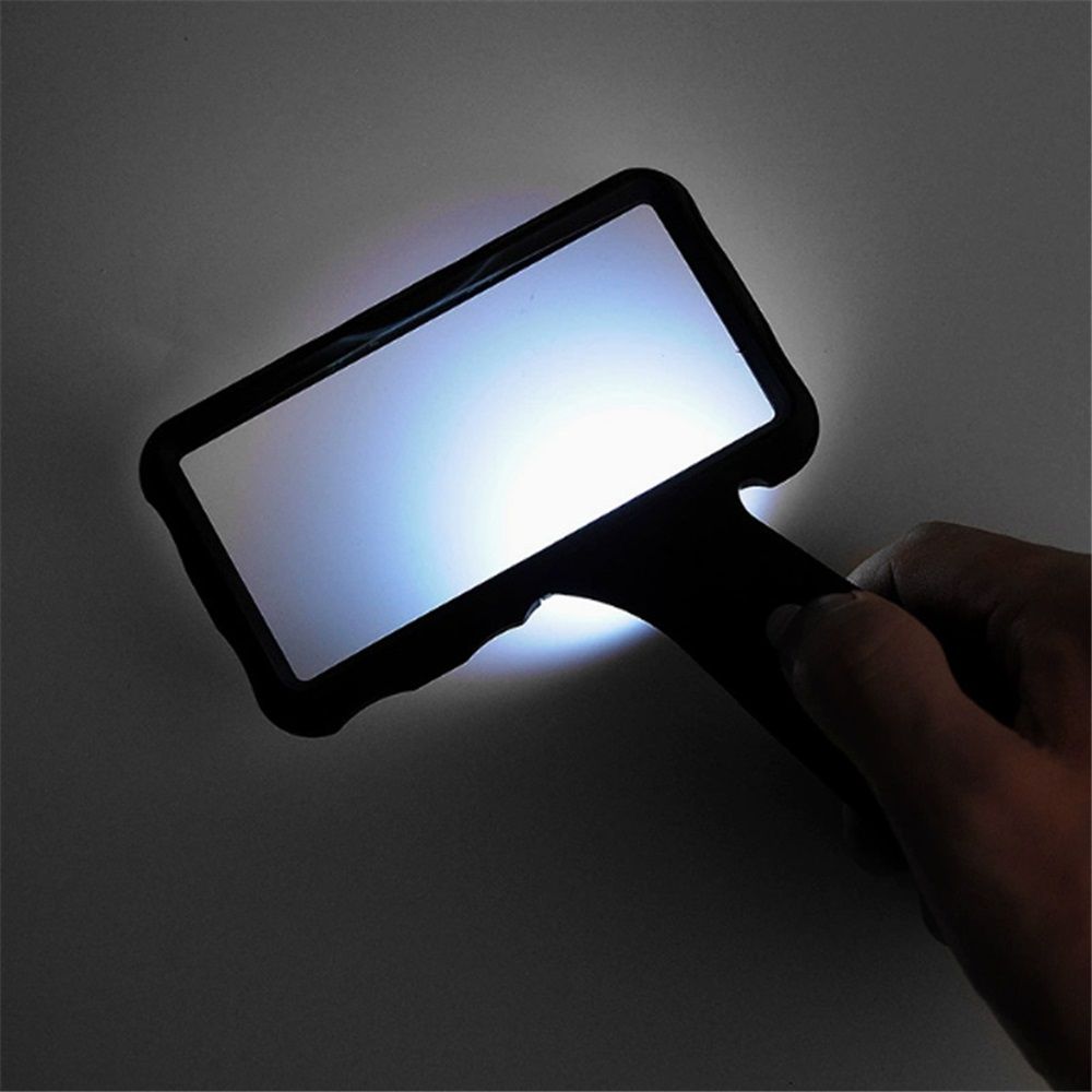 3X Hand-held Rectangular Magnifying Glass, LED Light Magnifier, Reading Magnifying Glass for Seniors, Low V1192-AZ-W-0492