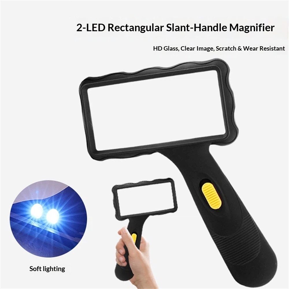 3X Hand-held Rectangular Magnifying Glass, LED Light Magnifier, Reading Magnifying Glass for Seniors, Low V1192-AZ-W-0492