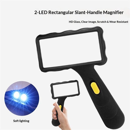 3X Hand-held Rectangular Magnifying Glass, LED Light Magnifier, Reading Magnifying Glass for Seniors, Low V1192-AZ-W-0492
