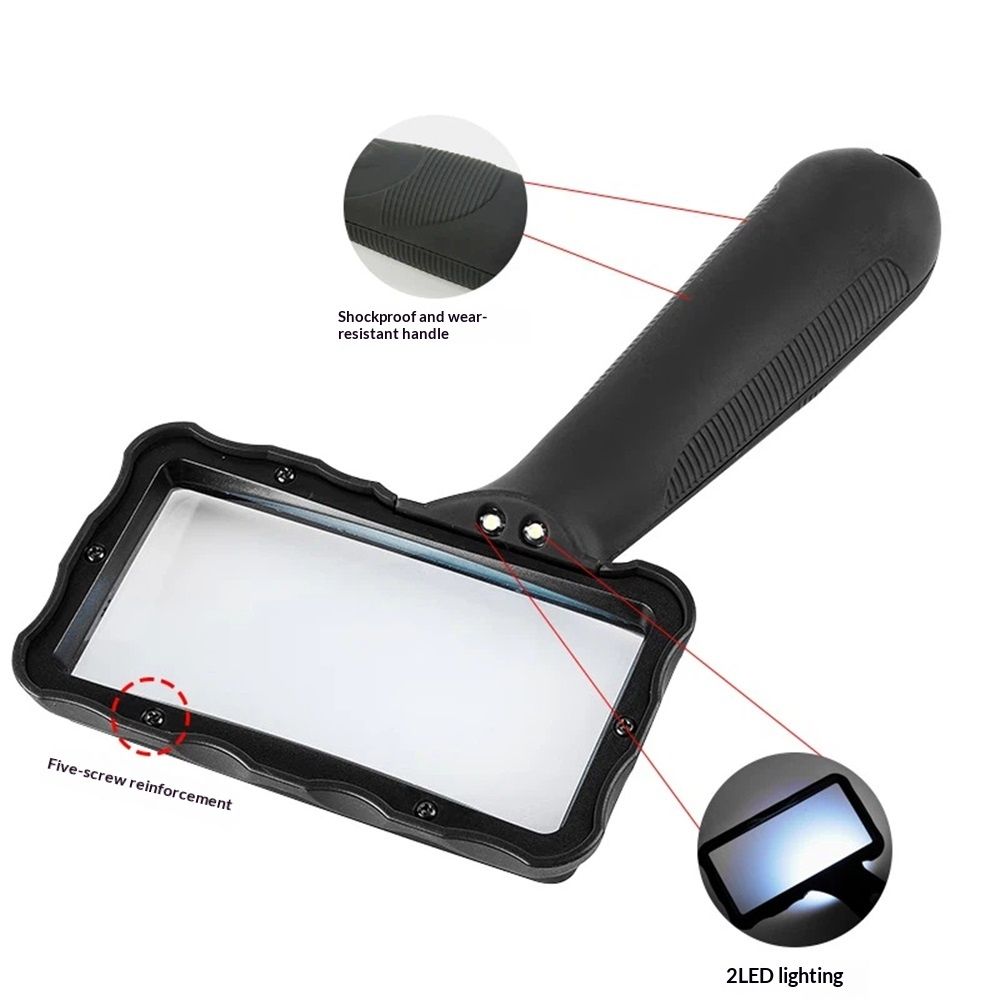 3X Hand-held Rectangular Magnifying Glass, LED Light Magnifier, Reading Magnifying Glass for Seniors, Low V1192-AZ-W-0492