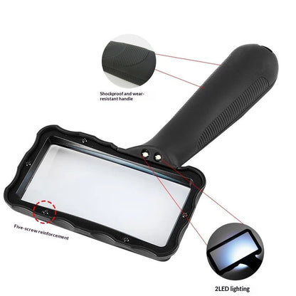 3X Hand-held Rectangular Magnifying Glass, LED Light Magnifier, Reading Magnifying Glass for Seniors, Low V1192-AZ-W-0492