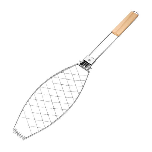 Stainless Steel BBQ Fish Basket, Large, Silver Large Fish Grilling Rack for Grill Fish Vegetables Shrimp, V1192-AZ-W-0494