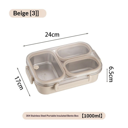 Stainless Steel Lunch Box for Kids & Adults Leakproof 3 Compartment Metal Lunch Container - 18/8 Stainless V1192-AZ-W-0498