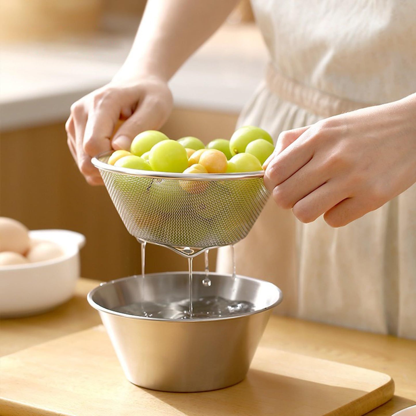 Berry Baskets, Mini Strainer with Bowl, Stainless Steel Can Colander Small Container for Berries, Strawberry, V1192-AZ-W-0499