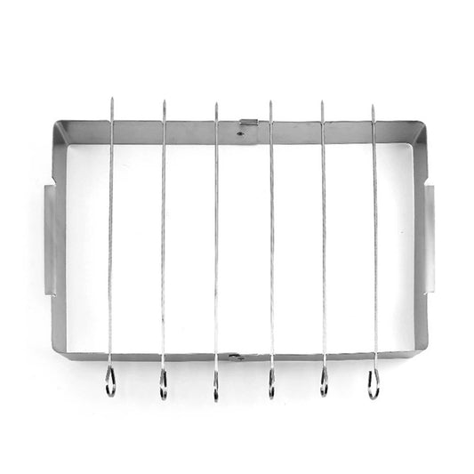 Stainless Steel BBQ Shish Kabob Set, Foldable Shish Kabob Holder with 6pcs 12.2"L Skewers, Reusable Grill V1192-AZ-W-0506