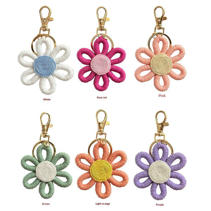 12 Pcs Daisy Party Favors Boho Woven Flowers Keychains Daisy Keychain for Boho Themed Birthday Carnival Party V1192-AZ-W-0507