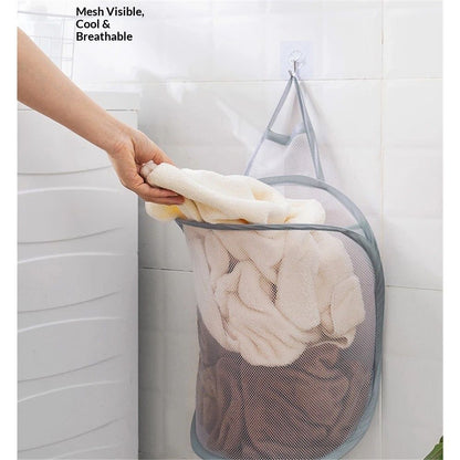 Mesh Collapsible Small Wall Laundry Baskets, Hanging Laundry Hamper, for Hotel, University Dormitory Use (Two V1192-AZ-W-0510