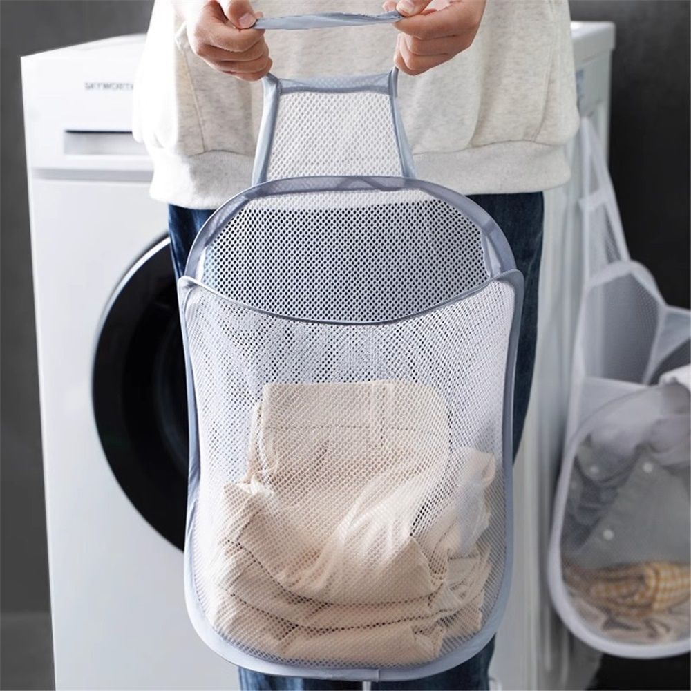 Mesh Collapsible Small Wall Laundry Baskets, Hanging Laundry Hamper, for Hotel, University Dormitory Use (Two V1192-AZ-W-0510