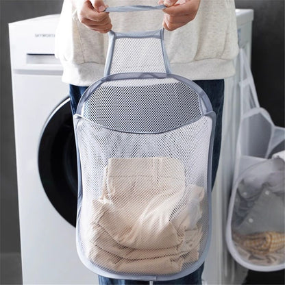 Mesh Collapsible Small Wall Laundry Baskets, Hanging Laundry Hamper, for Hotel, University Dormitory Use (Two V1192-AZ-W-0510