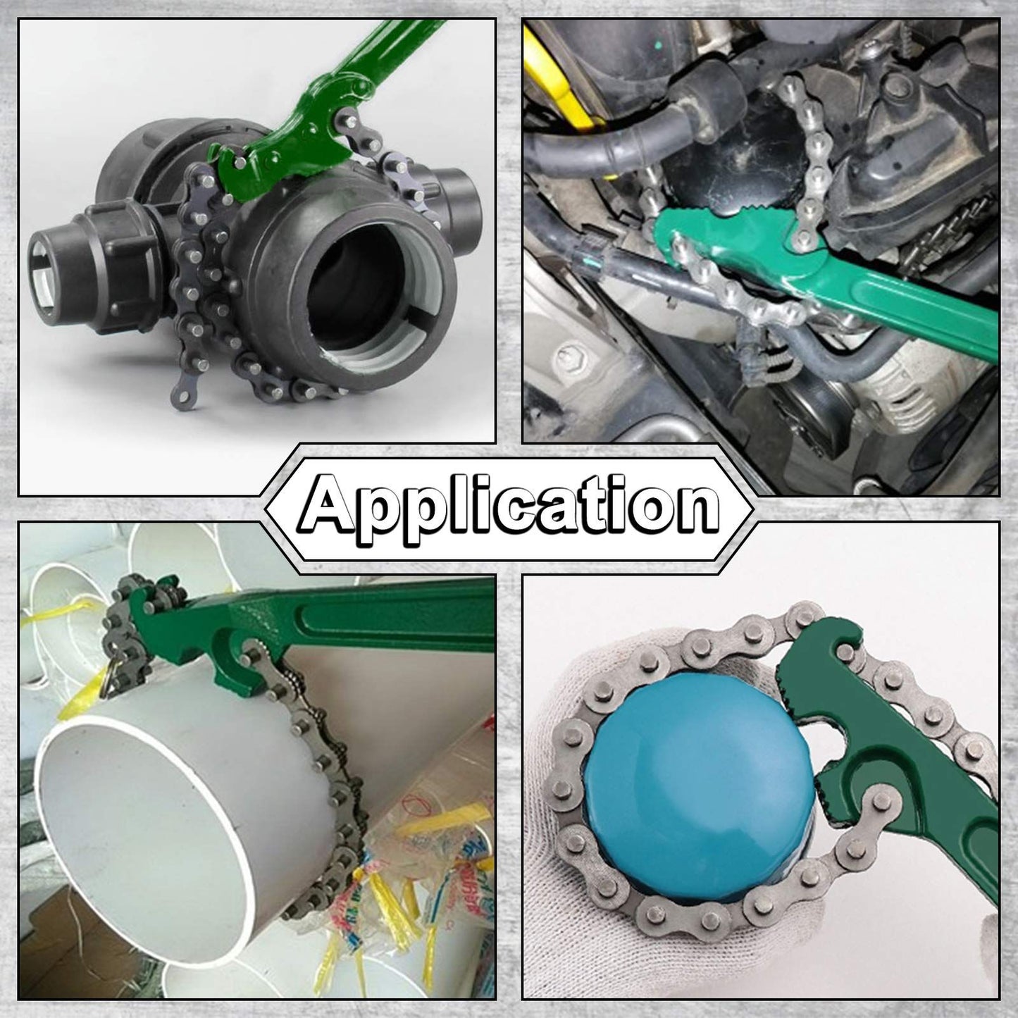 8 Inch Heavy-Duty Ratcheting Chain Wrench Reversible Oil Filter Tool Pipe Fittings Tools Adjustable chain V1192-AZ-W-0518