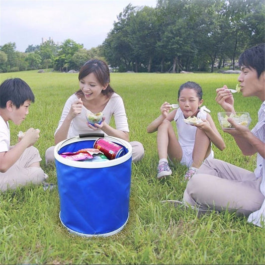 Collapsible Bucket with Storage Case- Durable Pop Up Bucket with Watertight Fabric, Great for RVs, Camping, V1192-AZ-W-0519