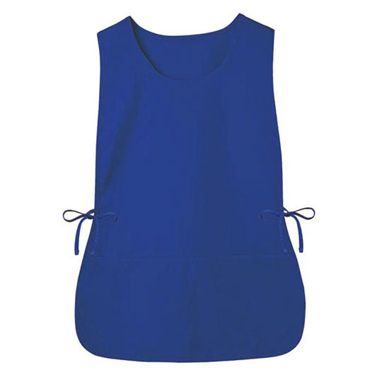 Blue Apron with Pockets, Polyester Work Apron Adjustable Side Ties Smock Hair Stylist Aprons for Woman Man V1192-AZ-W-0543