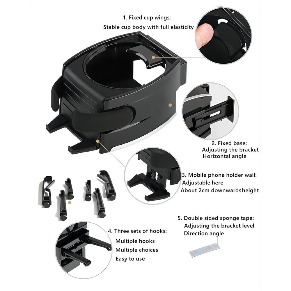 2 pack Latest Multi-Functional Car Air Vent Phone Holder - 2-in-1 Cup & Ashtray Holder for Vehicle - V1192-AZ-W-0547