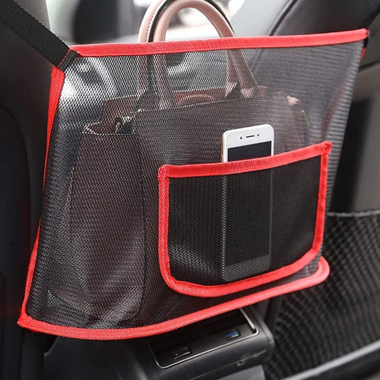 2 pack Car Net Pocket Handbag Holder,Car Backseat Organizer,Rear Seat Pet Kid Guardrail,Driver Storage Mesh V1192-AZ-W-0553