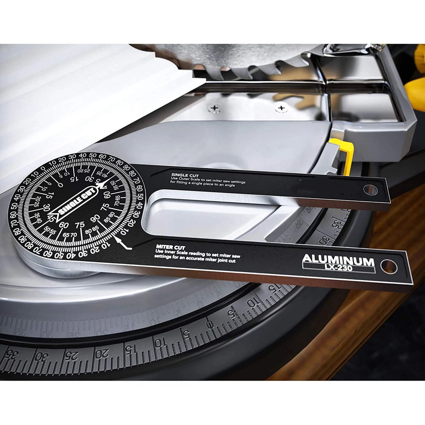 Aluminum Miter Saw Protractor | 7.3-Inch Rust Proof Angle Finder Featuring Precision Laser Engraved Scales V1192-AZ-W-0559