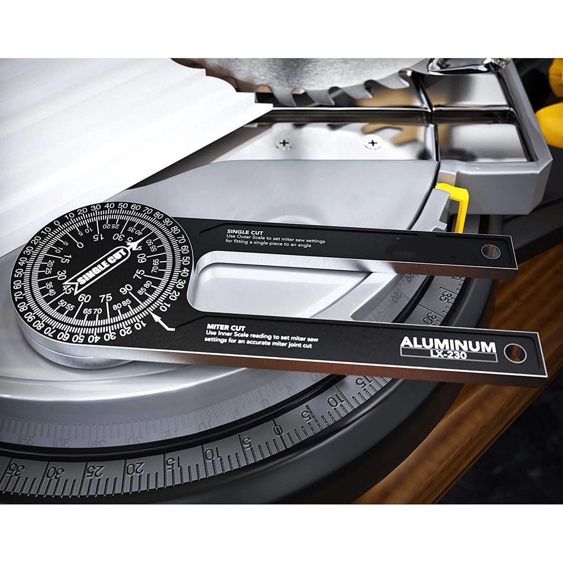 Aluminum Miter Saw Protractor | 7.3-Inch Rust Proof Angle Finder Featuring Precision Laser Engraved Scales V1192-AZ-W-0559