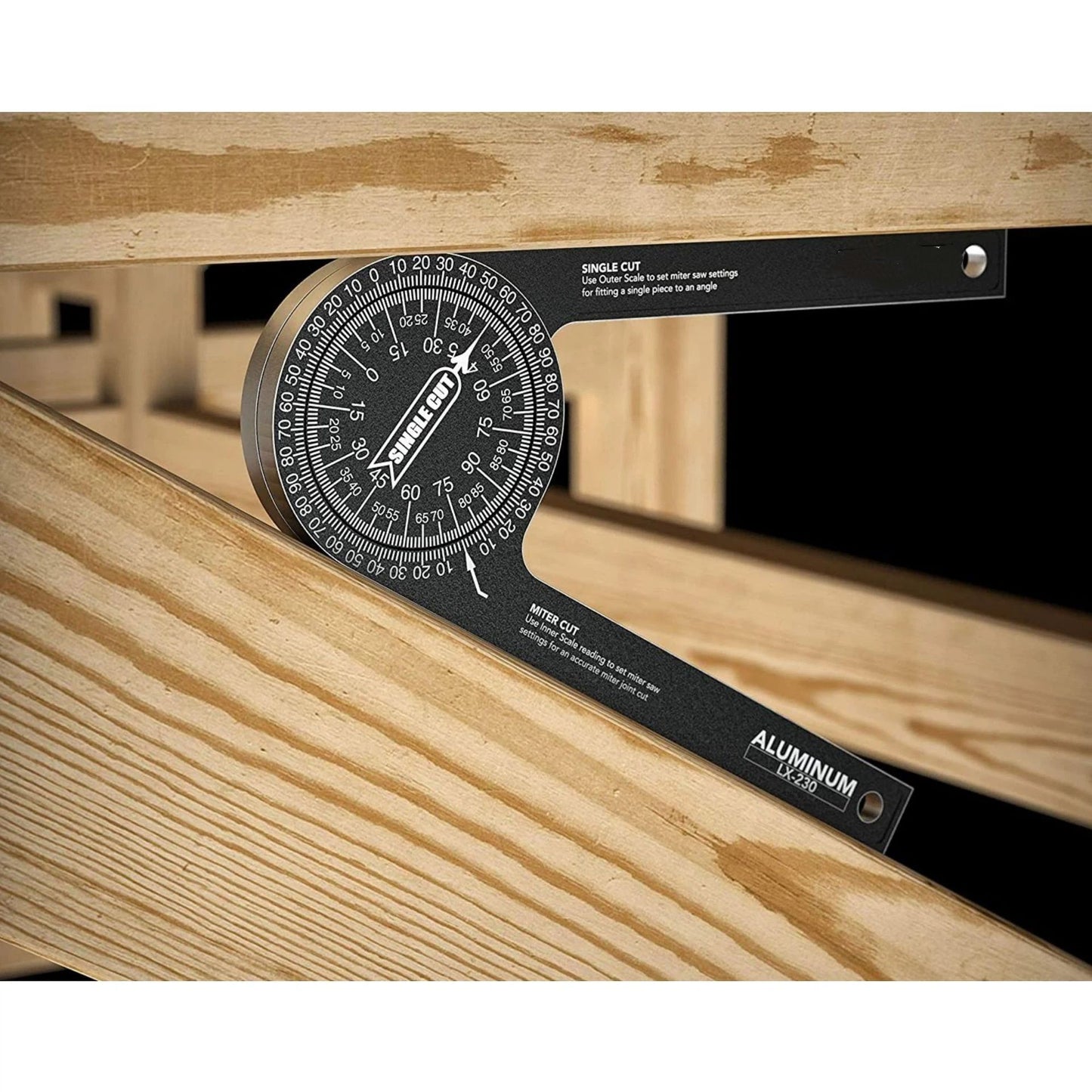 Aluminum Miter Saw Protractor | 7.3-Inch Rust Proof Angle Finder Featuring Precision Laser Engraved Scales V1192-AZ-W-0559