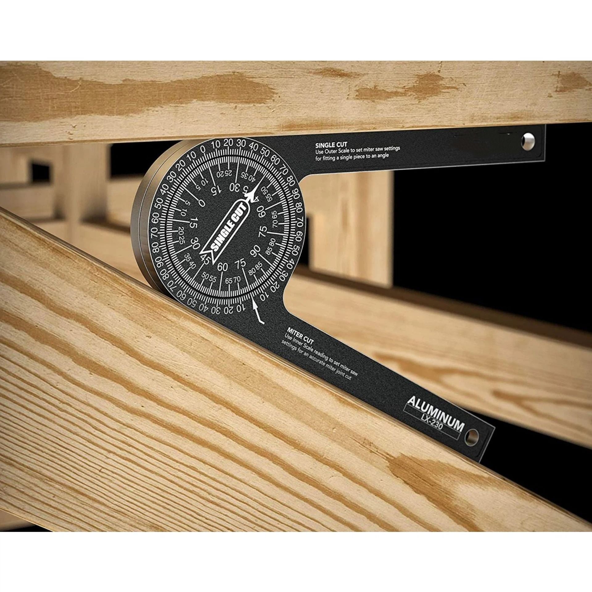 Aluminum Miter Saw Protractor | 7.3-Inch Rust Proof Angle Finder Featuring Precision Laser Engraved Scales V1192-AZ-W-0559