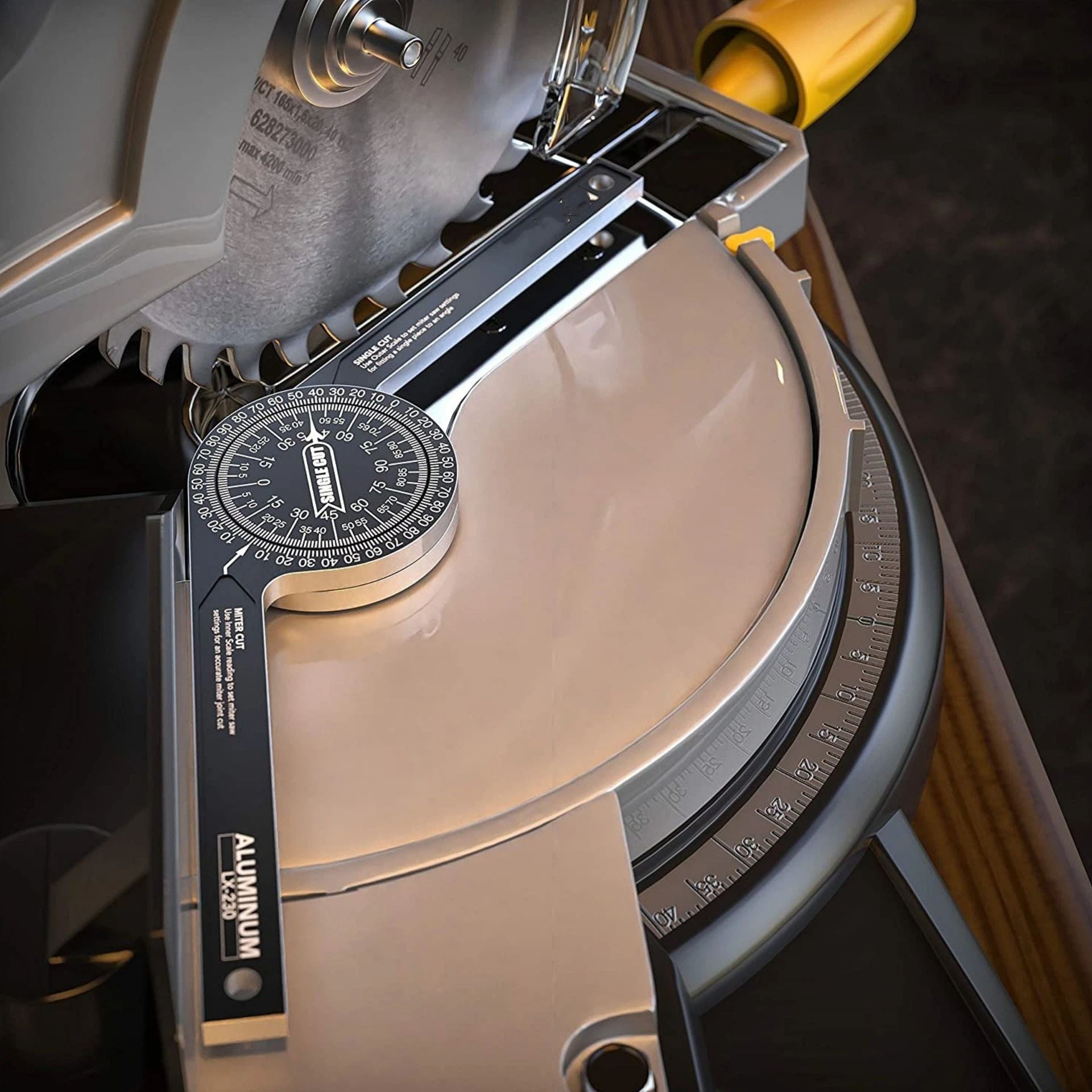 Aluminum Miter Saw Protractor | 7.3-Inch Rust Proof Angle Finder Featuring Precision Laser Engraved Scales V1192-AZ-W-0559