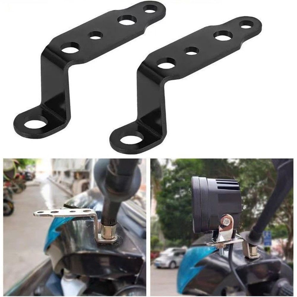 4 pcs Motorcycle Mirror Mounting Bracket Motorcycle Fog Driving Light Support Relocation Holder (Black) V1192-AZ-W-0575