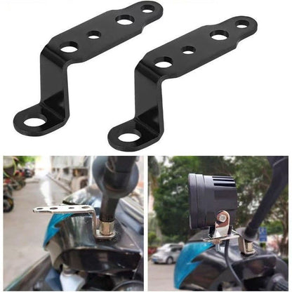 4 pcs Motorcycle Mirror Mounting Bracket Motorcycle Fog Driving Light Support Relocation Holder (Black) V1192-AZ-W-0575