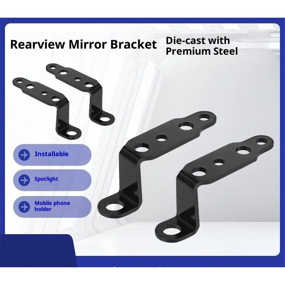 4 pcs Motorcycle Mirror Mounting Bracket Motorcycle Fog Driving Light Support Relocation Holder (Black) V1192-AZ-W-0575