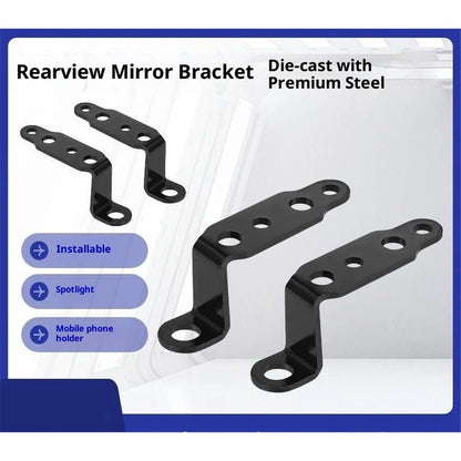 4 pcs Motorcycle Mirror Mounting Bracket Motorcycle Fog Driving Light Support Relocation Holder (Black) V1192-AZ-W-0575