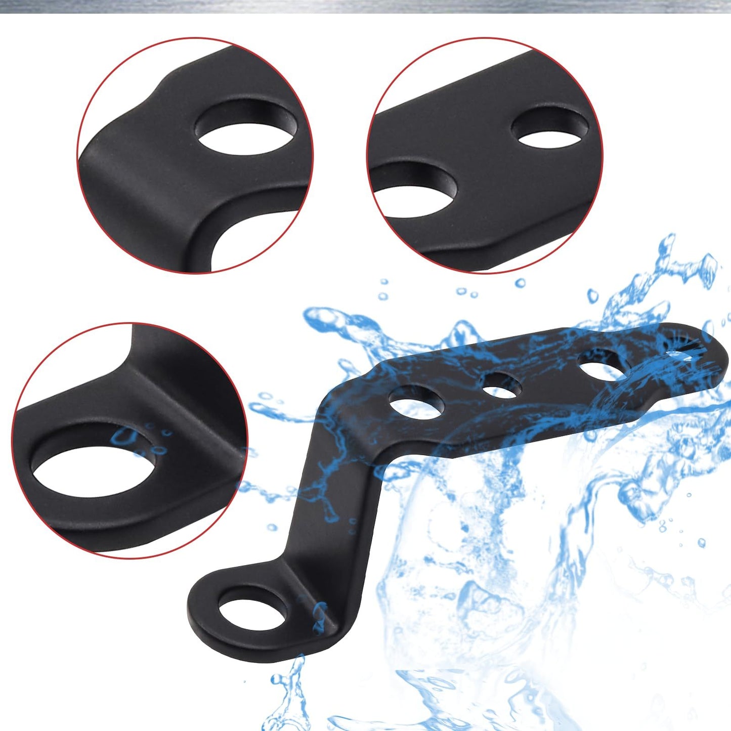 4 pcs Motorcycle Mirror Mounting Bracket Motorcycle Fog Driving Light Support Relocation Holder (Black) V1192-AZ-W-0575