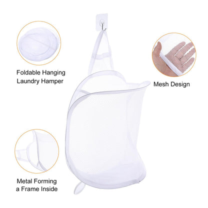 3 pack Mesh Collapsible Small Wall Laundry Baskets, Hanging Laundry Hamper, for Hotel, University Dormitory V1192-AZ-W-0582