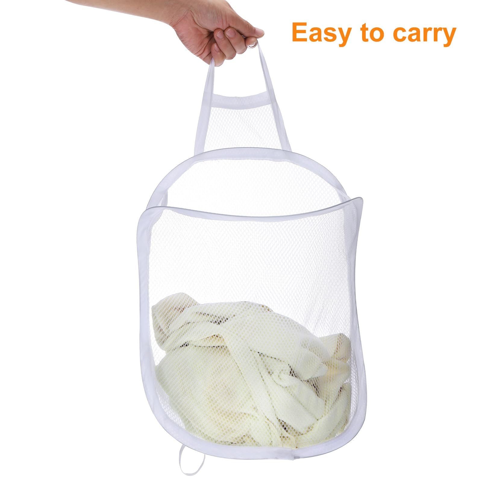 3 pack Mesh Collapsible Small Wall Laundry Baskets, Hanging Laundry Hamper, for Hotel, University Dormitory V1192-AZ-W-0582