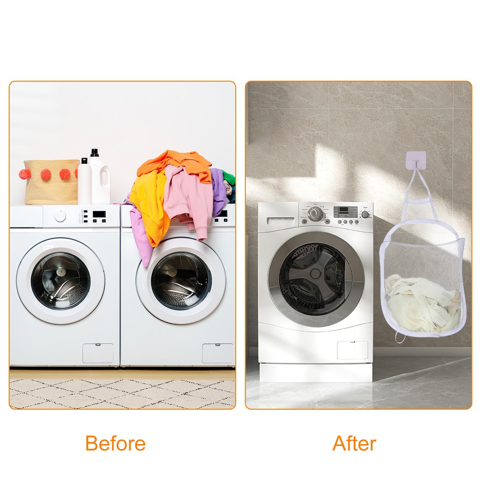 3 pack Mesh Collapsible Small Wall Laundry Baskets, Hanging Laundry Hamper, for Hotel, University Dormitory V1192-AZ-W-0582