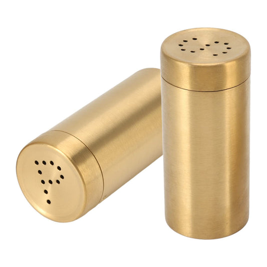2Pcs Salt and Shakers Set, Stainless Steel Salt and Dispenser Gold Jar Rustproof Seasoning Bottle Easy V1192-AZ-W-0594