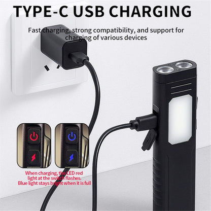 Rechargeable LED Flashlight 7 Modes for Home, Outdoor, Rechargeable Flashlight with Sound Beeper,Camping, V1192-AZ-W-0597