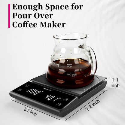 Digital Multifunction Weighing Scale with 3kg/0.5g High Precision - Pour Over Drip - Espresso Scale with V1192-AZ-W-0599