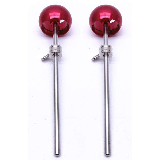 2 Pieces Bass Drum Pedal Beater Aluminum Alloy Hammer Head Percussion Instrument Accessory Part Red V1192-AZ-W-0606
