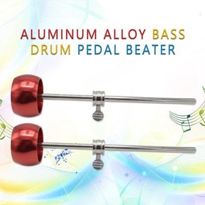 2 Pieces Bass Drum Pedal Beater Aluminum Alloy Hammer Head Percussion Instrument Accessory Part Red V1192-AZ-W-0606