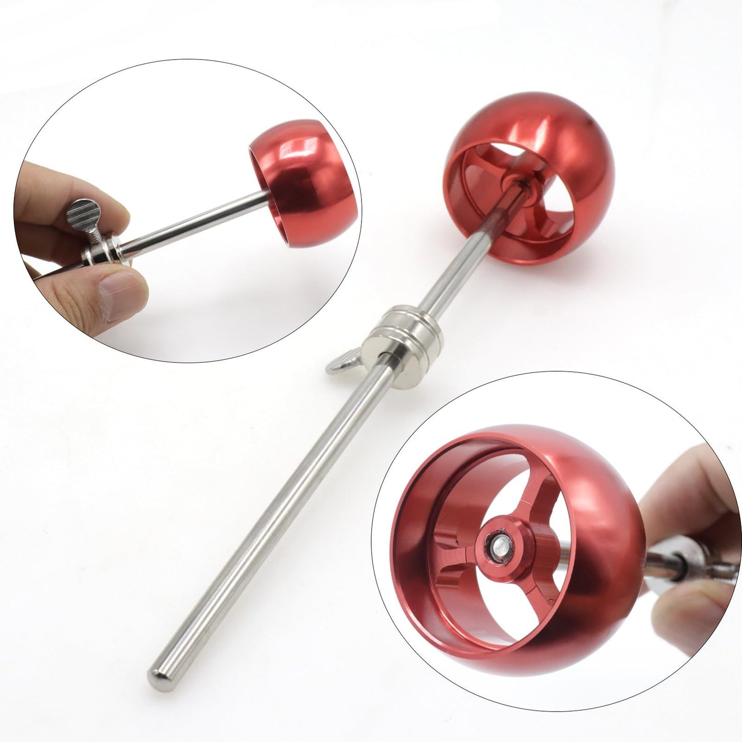 2 Pieces Bass Drum Pedal Beater Aluminum Alloy Hammer Head Percussion Instrument Accessory Part Red V1192-AZ-W-0606