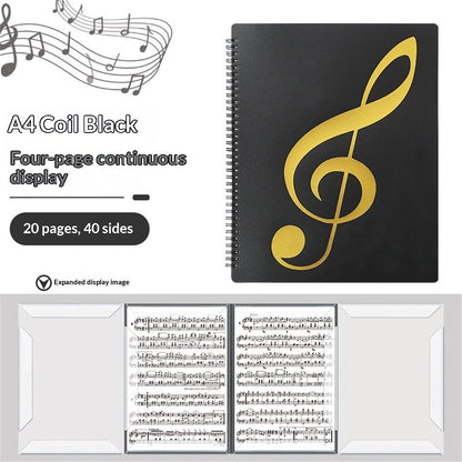 Sheet Music Folder, Music Binder, 4 Page Expand,20 Pages Capacity, Writable Choir Folder, Black V1192-AZ-W-0608
