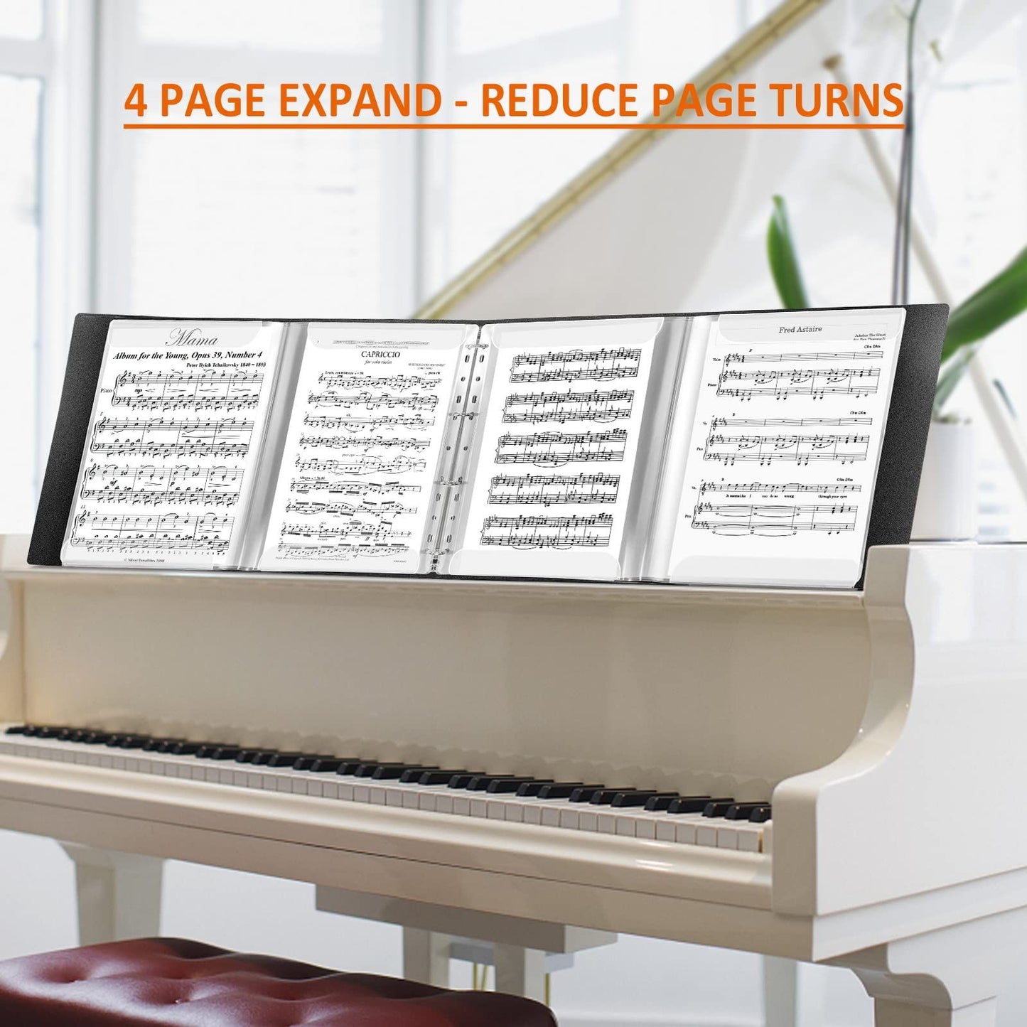 Sheet Music Folder, Music Binder, 4 Page Expand,20 Pages Capacity, Writable Choir Folder, Black V1192-AZ-W-0608