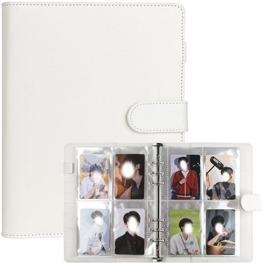 Photocard Binder with 25 Pack 4-Pocket Card Pages, 6 Ring Binder Card Collector Album PU Leather Binder Cover V1192-AZ-W-0614