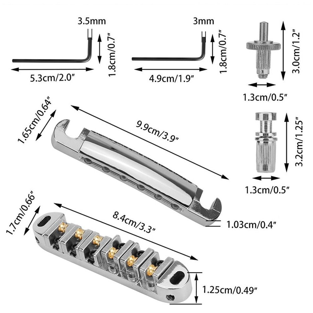 LP SG Roller Saddle Bridge ABR-1 Tune-o-matic Bridge Tailpiece Bridge For Guitar (Chrome) Tailpiece Roller V1192-AZ-W-0621