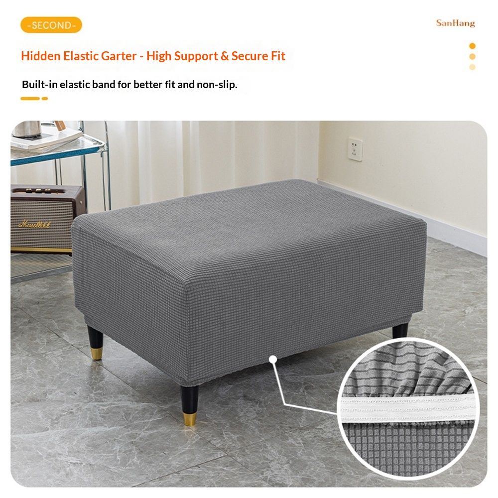Cover Slipcover Rectangle Footrest Sofa Slipcovers Stool Cover Footstool Protector Covers Feature Stretch V1192-AZ-W-0623