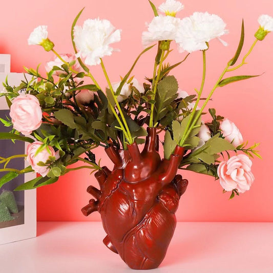 Vase Flower Vases Heart Shaped Decor Resin Flower Pot Modern Unique Nordic Art Style Decorative Vase for Home V1192-AZ-W-0629