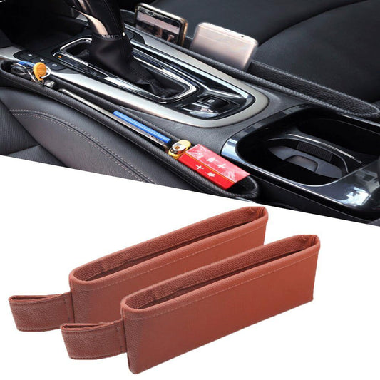 Car Seat Pockets PU Leather Car Console Side Organizer Seat Catcher Holders Compatible with Phone Key Wallet V1192-AZ-W-0631