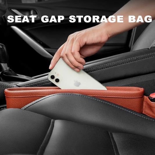 Car Seat Pockets PU Leather Car Console Side Organizer Seat Catcher Holders Compatible with Phone Key Wallet V1192-AZ-W-0631