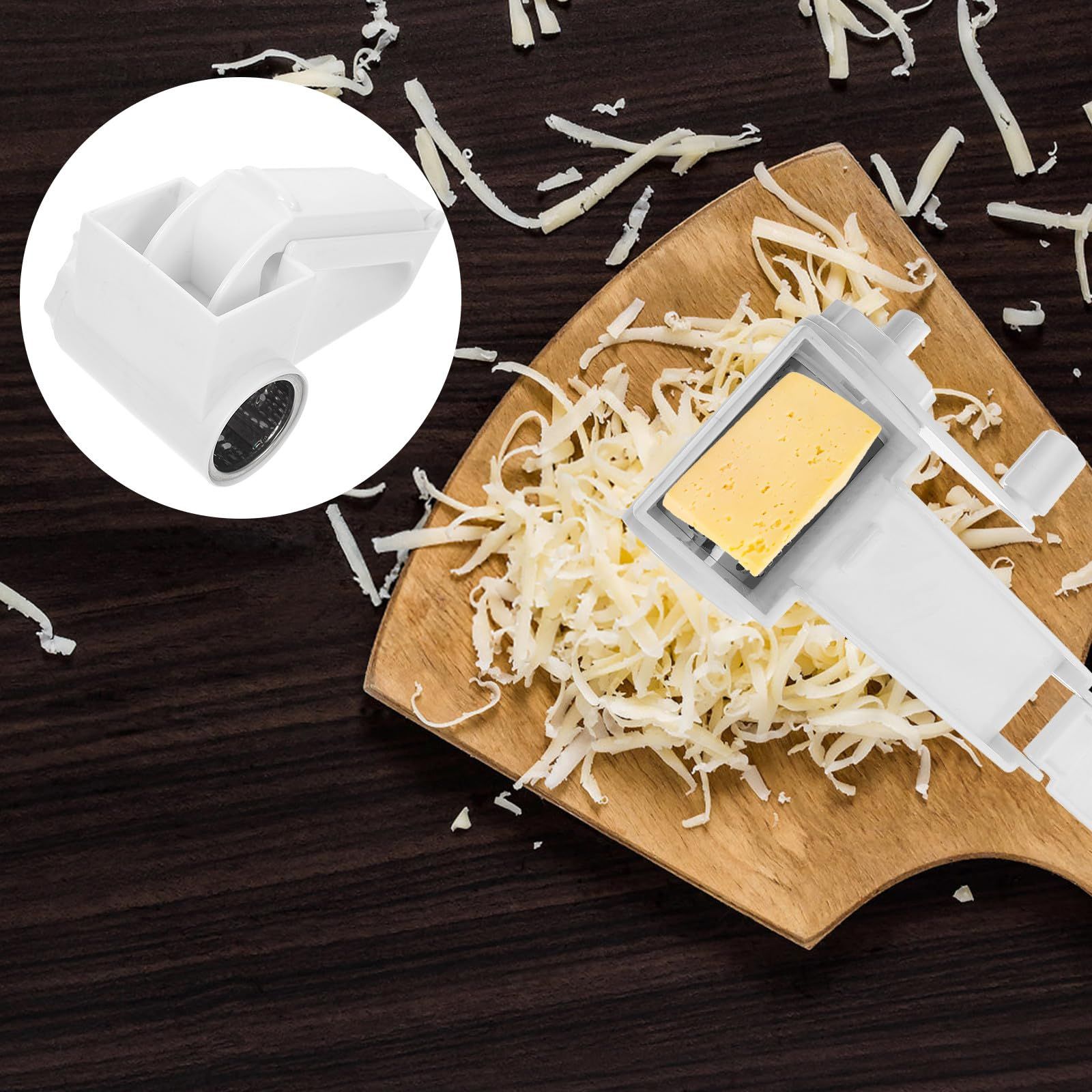 Generic Rotary Cheese Grater Stainless Steel for Hard Cheese, Parmesan, Nuts, Chocolate (White) V1192-AZ-W-0636